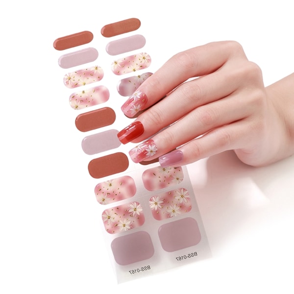 20 tips Halvhärdad Gel Nagellapp Självhäftande Sliders Långvarig Cover Nail Stcikers Gel LED UV-lampa Behöver BSS167