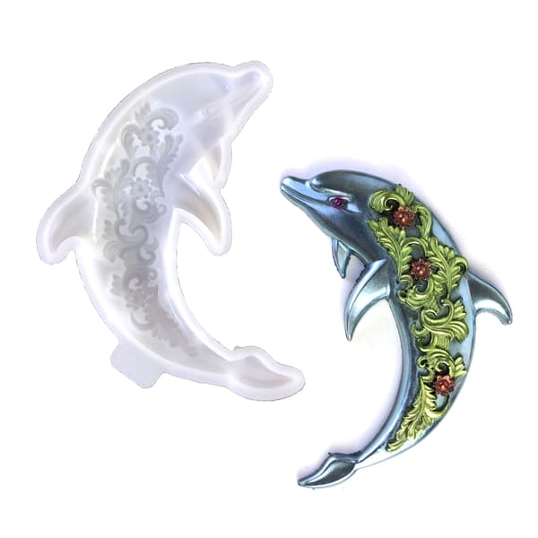 3D Delfin Veggdekorasjon Silikonformer DIY Stue Skrivebordsdekorasjon