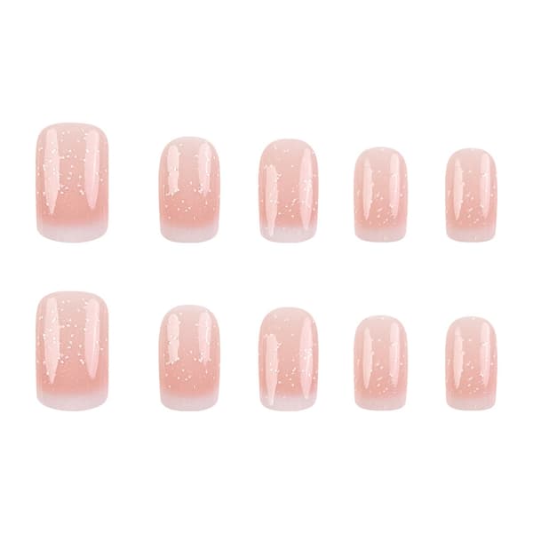 24 stk. trendy falske negle med glitter gradient ABS-materiale press-on sæt