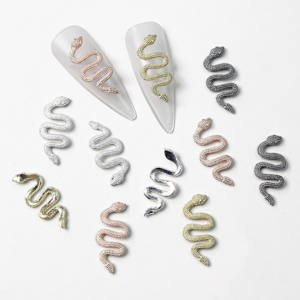 Snake Nail Art Charms Legering Snake Wave Nail art 3D Nail Studs Metall Nagel Smycken Tillbehör för DIY Craft