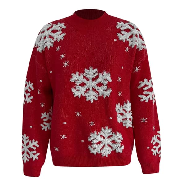 Grim julesweater til damer med rund hals og lange ærmer Red M