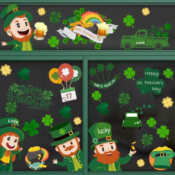Saint Patrick's Day Sticker Sheets 9 st Irish Festival Clover Decal PVC A