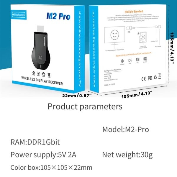 Uppgraderad trådlös bildskärmsmottagare WiFi HDMI-kompatibel mobilskärm Cast Mirroring Adapter Dongel för smartphones