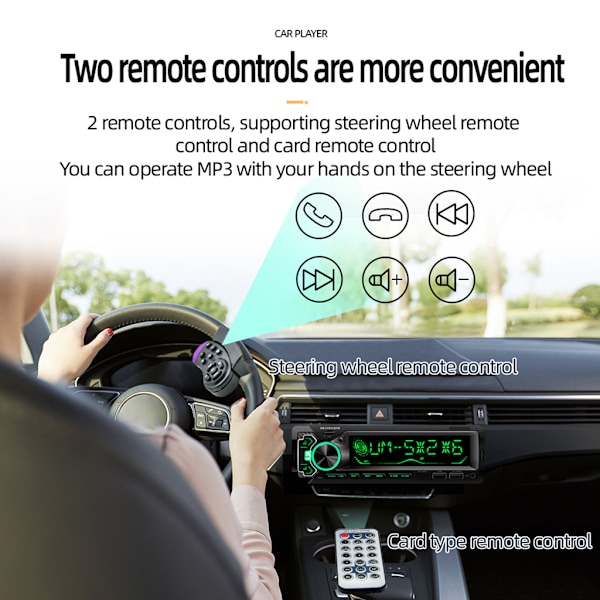12V Bil Bluetooth-kompatibel Bil MP3-spelare 2USB Handsfree Samtal Musik Färgrik