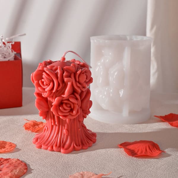 Rose Blomst Lysform til DIY Lys, Epoxy Resin Form Non-Stick A