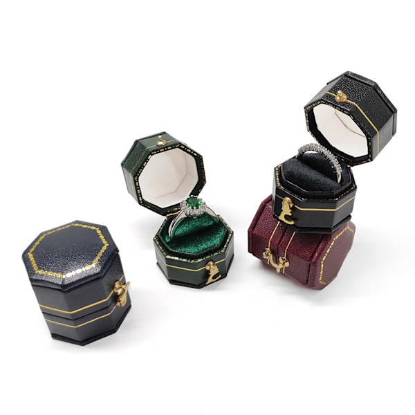 PU Läder Ring Box Lyx Smycken Ring Boxar Smycken Förvaring för Case för Förlovning Förlovning Bröllop Bröllopsdag Red