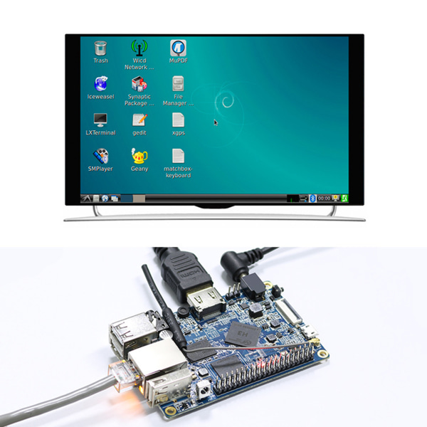 Orange Pi PC Plus utvecklingskort 1G med 8GB Emmc Flash, Mini Open-Source Single Board, Support 100M Ethernet-port