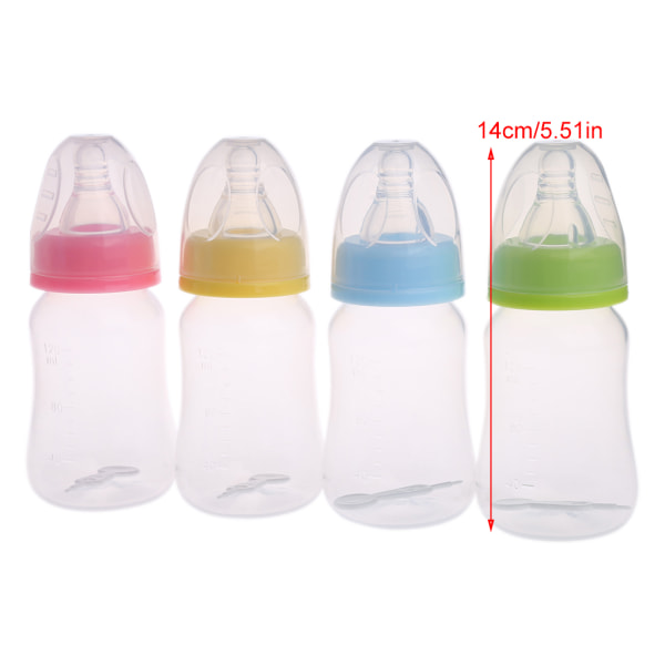 120ml Baby Newborn Amningsbröstflaska Silikon Napp Mjölk Vatten Mata Söt tecknad baby Slumpmässig färg