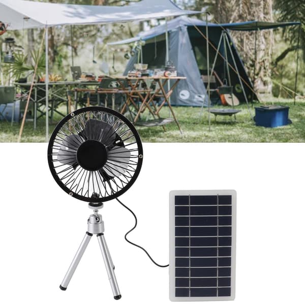 Køleventilator Monokrystallinsk Silicium Solpanel Drevet Ventilator med Stativ