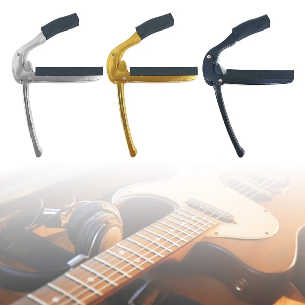 Metallgitarr Capo Lätt att använda Lämplig för 6-strängad akustisk klassisk elektrisk gitarr Capo Clip Gitarrtillbehör Black