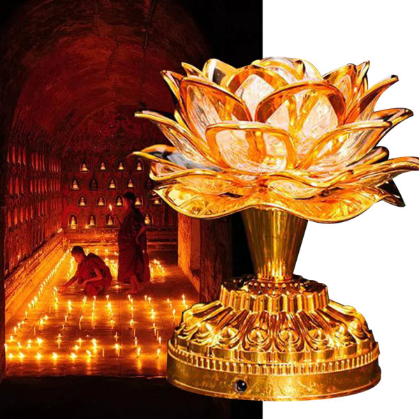 Buddhism Lotus Lamp Färgglad Lotus Lamp Skrivbordsdekorationsljus för hemmeditation Tillbedjan Buddhistiskt tempelljus