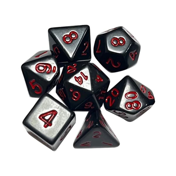 7 stk. DND-Polyedriske Terninger RPG-Terninger for Dungeons-and-Dragons, Pathfinder-MTG, D&D-Rollespill, Svart Terning-Sett