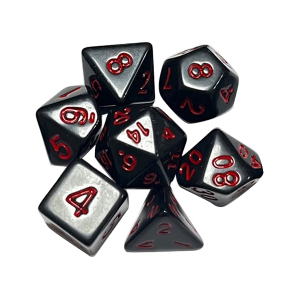 7 stk. DND-polyedriske terninger RPG-terninger til Dungeons-and-Dragons, Pathfinder-MTG, D&D-rollespil, sort terningesæt