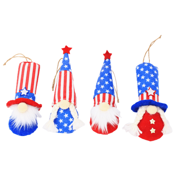 4 st Patriotiska Tomtar Självständighetsdagen Hängande Ornament 4 Juli Tomte Dekor