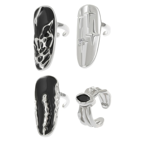Star Irregular Pattern Fingertop Nagelring Justerbar öppning Fingernagelring Punk Nagelring Smycken Nageldekorationer