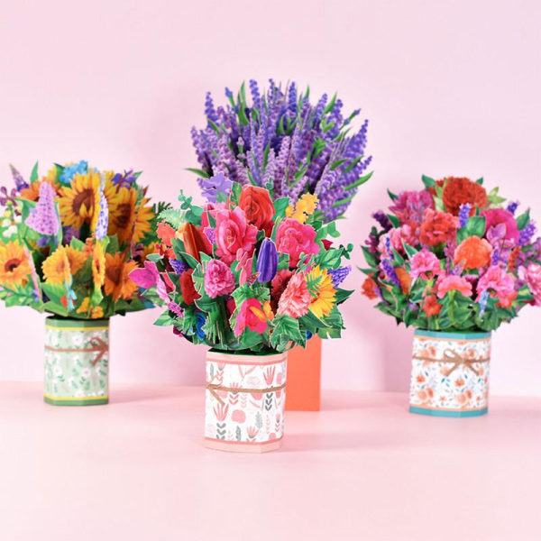 3D för Pop Up Mors Dagskort Blommor Blombukett Gratulationskort för mamma Wif null - Lavender table