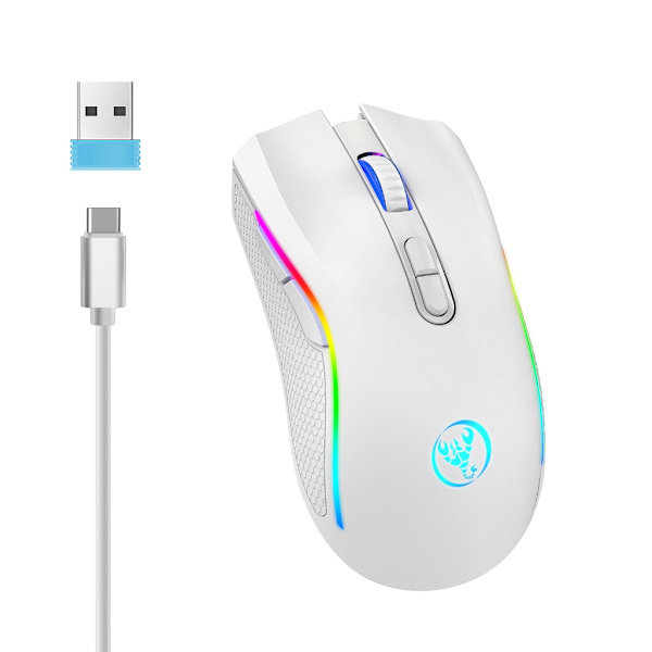 T69 LED Optisk Gamingmus Uppladdningsbar 4800DPI 2.4G Tyst USB Trådlös Mus för PC Laptop Stationär Dator