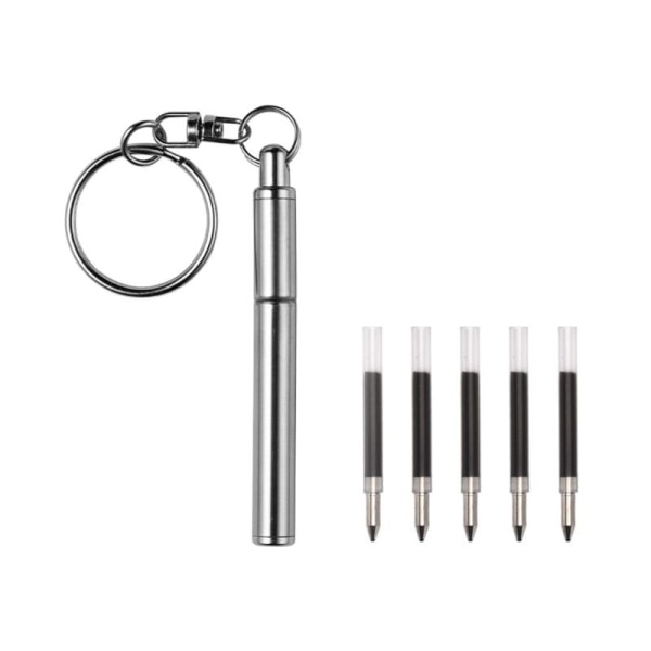 Bärbar för nyckelring i rostfritt stål teleskopisk penna teleskopiska kulspetspennor