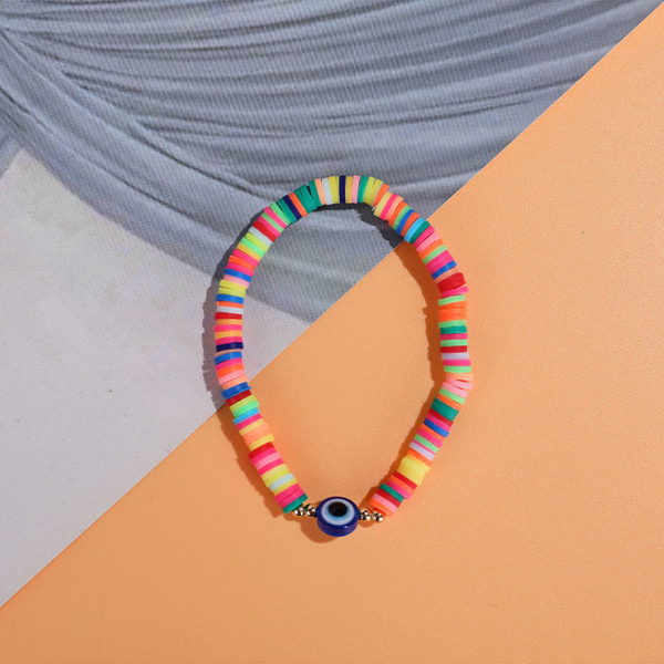 12 st Fashion Rainbow Eye Beads Blue for Evil Eye Armband för par män kvinnor mjuk keramikpärla Handgjord smyckengåva A