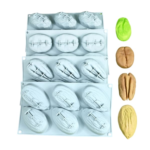 Silikone Nøddekageforme Perfekt til Mousse Chokolade og Slik Bageform 6 almonds in a row