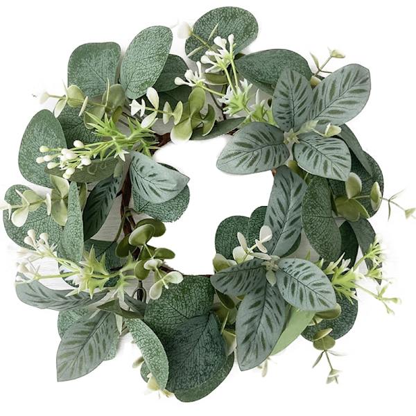 25 cm Kunstig Grønn Krans For Lysestake Girlander Krans Lysringer Bryllupsfest Julebordpynt