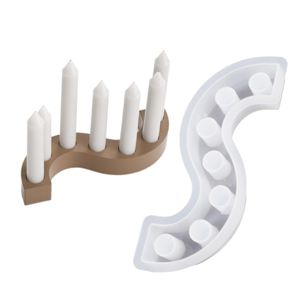 DIY Resin Lysestageform Kreativ S-formet Silikoneform til Bryllupsfest