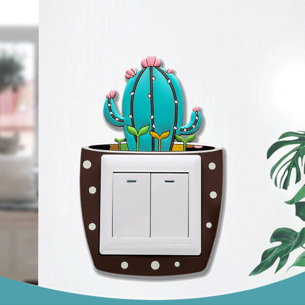 Luminous 3D Wall Sticker Switch Stickers Glow in the Dark Decal Cover Cactus