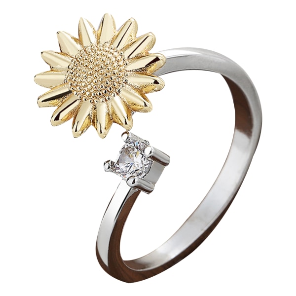 Daisy Ring Anti Anxiety Fidget Ring Ångest Ring Gul Solros Spinning Stress Relief Ring Spinner Meditation Ring null - A sun flower