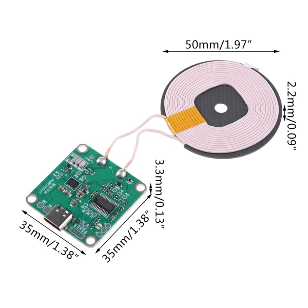 20W High Power 5V -13,5V Snabbladdning Trådlös laddare Sändarmodul Typ-C USB + Coil Qi Universal Mobiltelefon