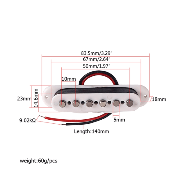 Single Coil Pickup Alnico 5 Strat Pickuper Halsgitarr Pickuper förskjutna för Strat Squier elgitarr, vit