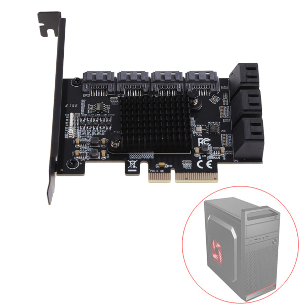Mining Riser 10 portar PCIE SATA Card PCI för Express SATA 3.0 Controller PCIE till SATA3 expansionskort PCI E X4 X1 6Gbps X1