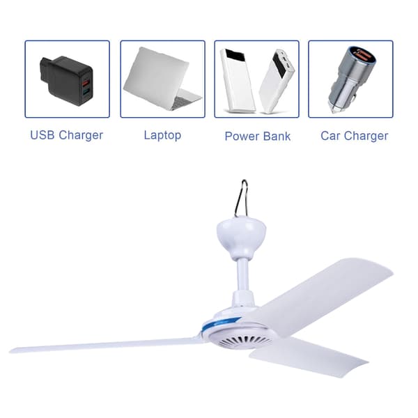 19,6 tommer USB Mini Lille Loftventilator USB 5V 6W Stille Camping Udendørs Ophæng