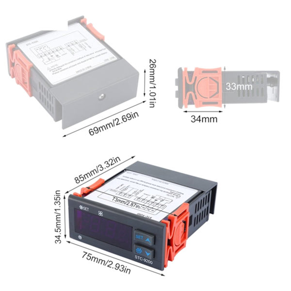 Digital Display PID Temperaturregulatorer Termostat Regulator 220VAC 50Hz K Sensor Termoelement för Kylskåp