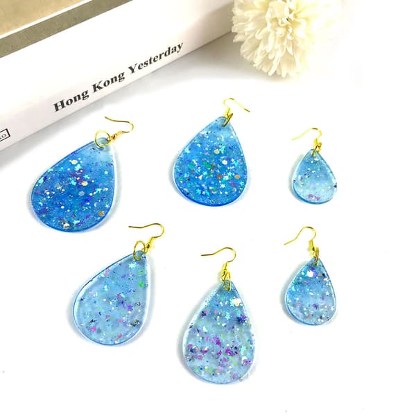 Waterdrop Shape Form Tear Drop Resin Silikon Nyckelring Form DIY Crafts Blue M