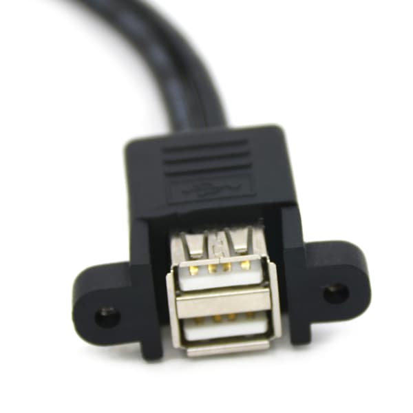 2-lags USB 2.0 forlængerkabel med øre til sikker panelmontering