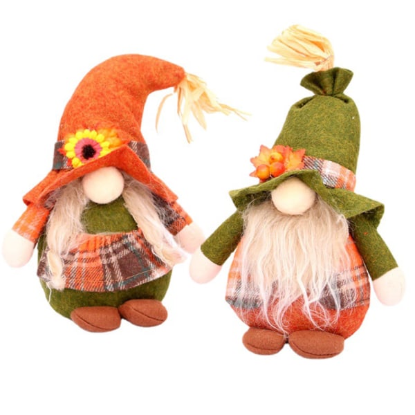 Skördefest Stor dvärgtomte för dockornamenter Söt tecknad dvärgtomte Heminredning Skördefest Firande Green hat