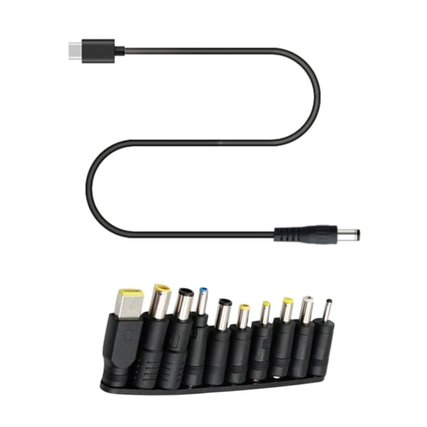 USB C till för DC 20V Power Universal för DC 5,5x2,1mm Plug Jack Laddningskabel med 10 anslutningsspetsar Laptop Power A