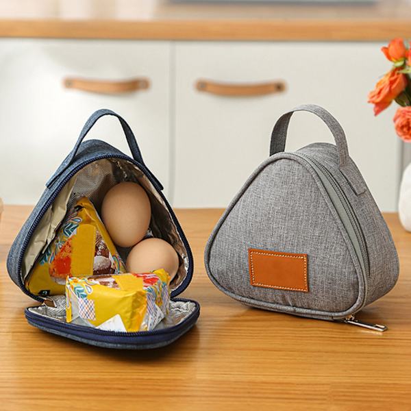 för Triangel Isoleringsväska Aluminiumfolie Bekväm box Tote Matpåsar Student Rice Balls Bag Portable Outdoor Lunch Ba Gray