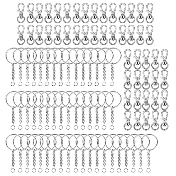 100 st hummerlåskrok och för nyckelringar med kedja och för nyckelringhantverk och smycketillverkning gör-det-själv-hänge-dekor
