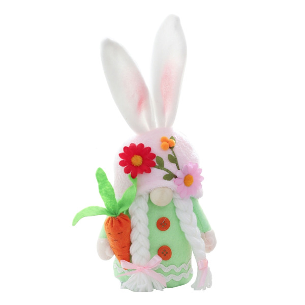 Påskhare Tomte Söt Kanin Årsdvärg Blomma Ansiktslös Docka Ornament för Påskfestival Högtidsfest Bakgrund