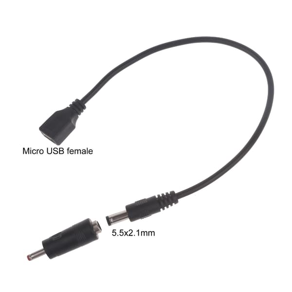 Micro USB - 5.5x2.1mm sovitinkaapelisarja LED-valoille, kaiuttimille, kameroille 27CM