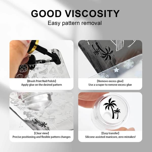Resevänlig Silikon Nagelstämpel Verktyg Mini Storlek För Professionell Konst Transparent Ribbon Scraper