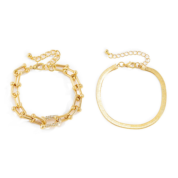 Punk Hip Hop Metal Flat Slangebein Kjede Armbånd Europeisk og Amerikansk Mote Street Style Gull/hvit K Farge Armbånd
