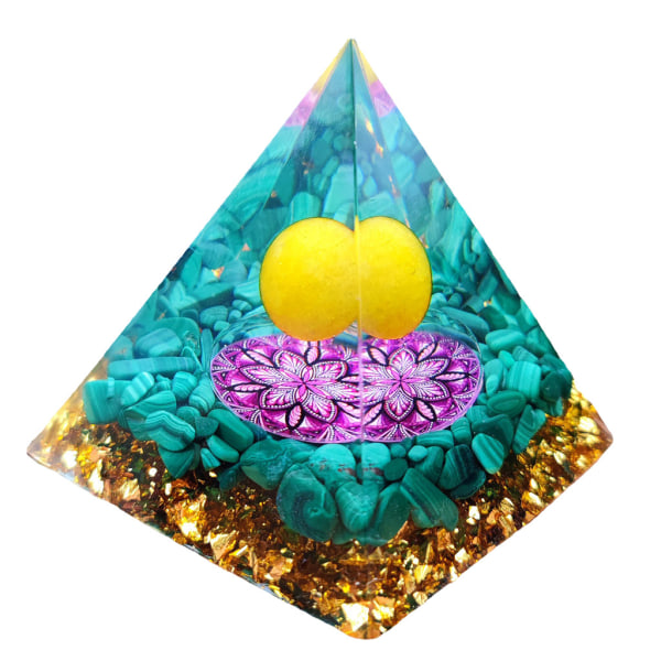 Orgonit ​Gul Agat Pyramid Sphere Natural Crystal Chakra Stone