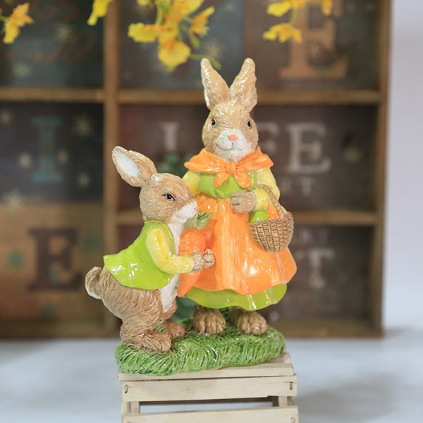 Påsk Kanin Bunny Ornament Micro Landskap Figurine Resin Craft Dekoration