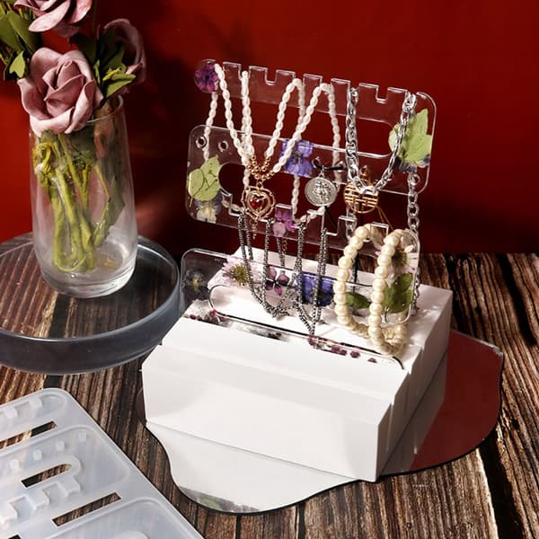 Molds Örhängen Organizer Smycken Display Stativ Form Molds Makeup Display Form för DIY Gjuthantverk null - A