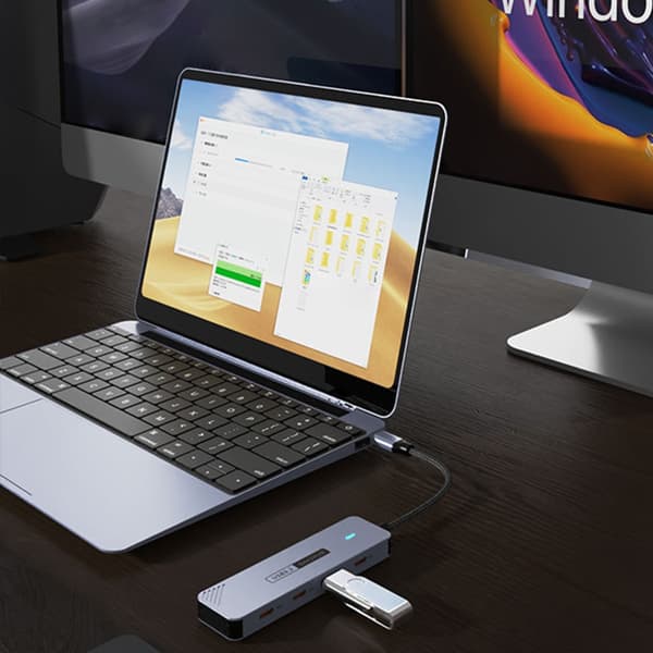 USB C-splitter i aluminiumlegering, 4 portar, 10 Gbps snabb hastighet för digitala enheter