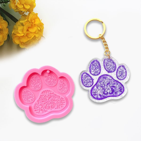 Hantverk Söt hundtass nyckelring Form DIY-hantverk UV- form Handgjorda smyckeshänge Form