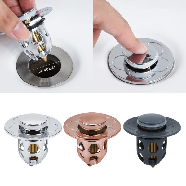 Universal Popup Sink Plug Avloppssil Avloppsplugg för diskbänkar med Anti-Clogging Sil Hållbar Brass