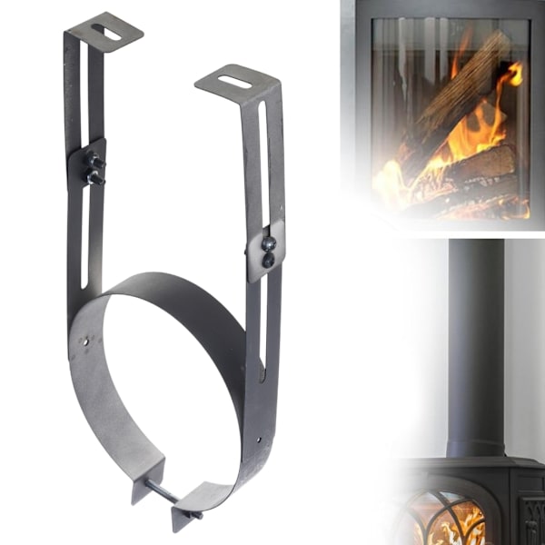Multifunktionelle skorstensrørsklemmer, justerbart rustfrit stål, 150 mm, sort